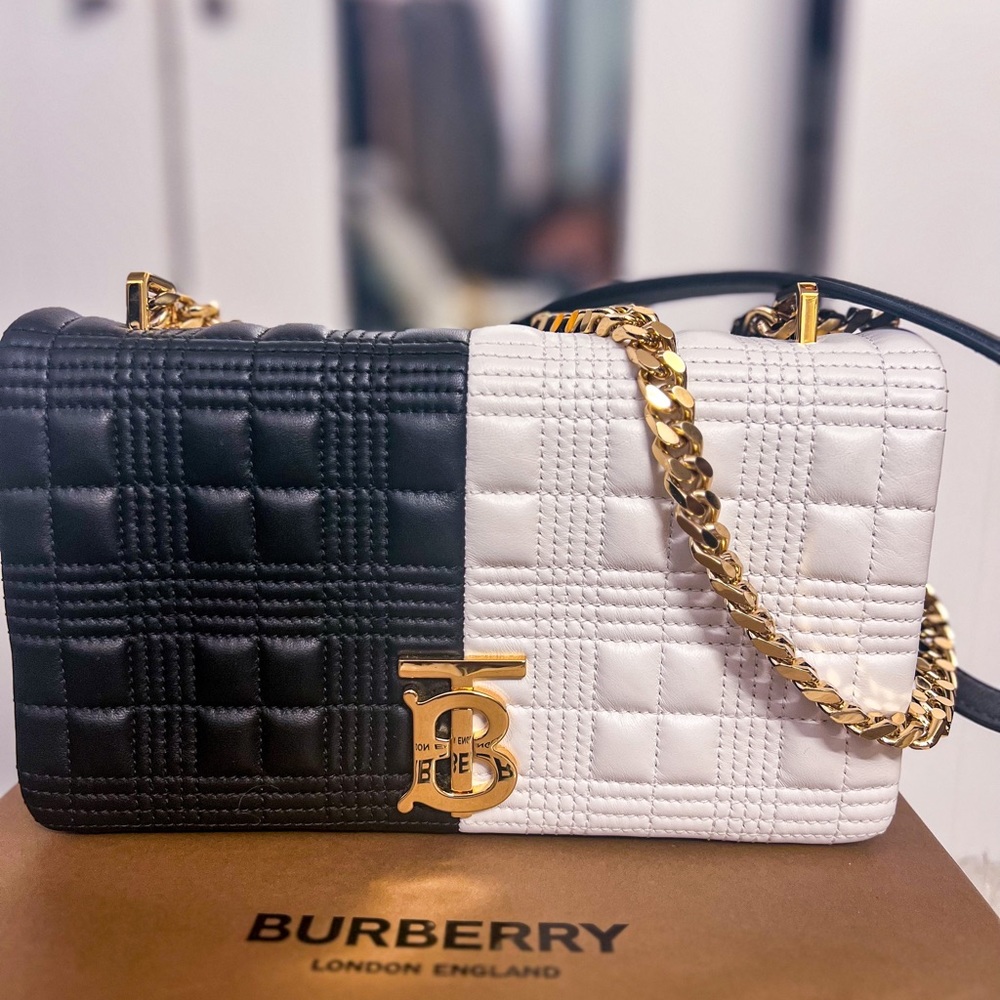 Burberry Quilted black&white TB bag